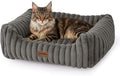 Large Cat Beds - Orthopedic Dog Bed for Medium Dogs, Rectangle Pet Bed with Fluffy Removable Washable Cover, 25x21x9inches, Grey
