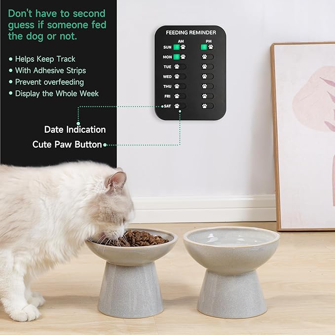 YAUYIK Dog Feeding Reminder, Magnetic Reminder Sticker, AM/PM Daily Indication Chart Feed Your Pets, Fridge Magnets and Double Sided Tape, Helps You to Track Pet Feeding & Medication (B)