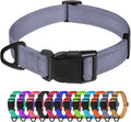 TagME Reflective Nylon Dog Collars, Adjustable Classic Pet Collar with Quick Release Buckle for Extra Small Dogs, Grey, 5/8" Width