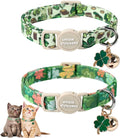 Unique Style Paws Saint Patrick Day Cat Collar,Trefoil Cat Collars,Green Kitten Collar Breakaway Buckle,Adjustable St. Patrick Day Puppy Collar,Ideal Gift for Boy Girl Cats