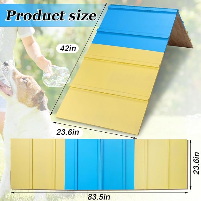 Spiareal Dog Agility Equipment 83.5 x 23.6 Inch Agility A-Frame Agility Training Equipment for Dogs Jumping Outdoor Dog Ramp Dog Agility Course Equipment for Climbing Playground, Yellow Blue