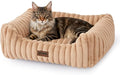 Large Cat Beds - Orthopedic Dog Bed for Medium Dogs, Rectangle Pet Bed with Fluffy Removable Washable Cover, 25x21x9inches, Beige