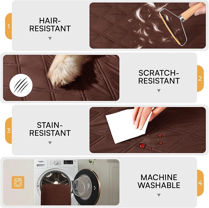 Luciphia 100% Waterproof Couch Cover Blanket for Dogs Anti-Slip Pet Couch Protector Sofa Mat Puppy Cat Blanket with Non-Slip Bottom, Coffee Brown, 30x70 Inch