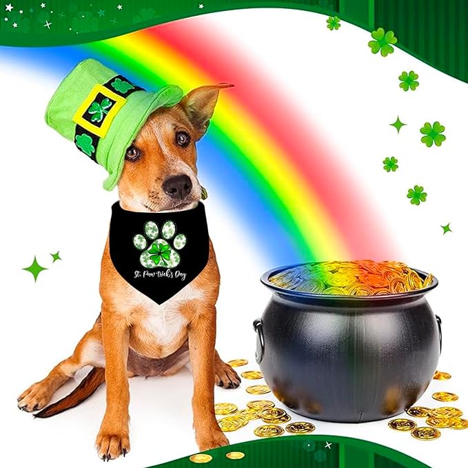 St. Patrick's Day Dog Bandana, 2 Pack Adjustable Holiday Party Pets Saint Patrick Day Bandana Triangle Bibs Lucky Cat Scarf Set