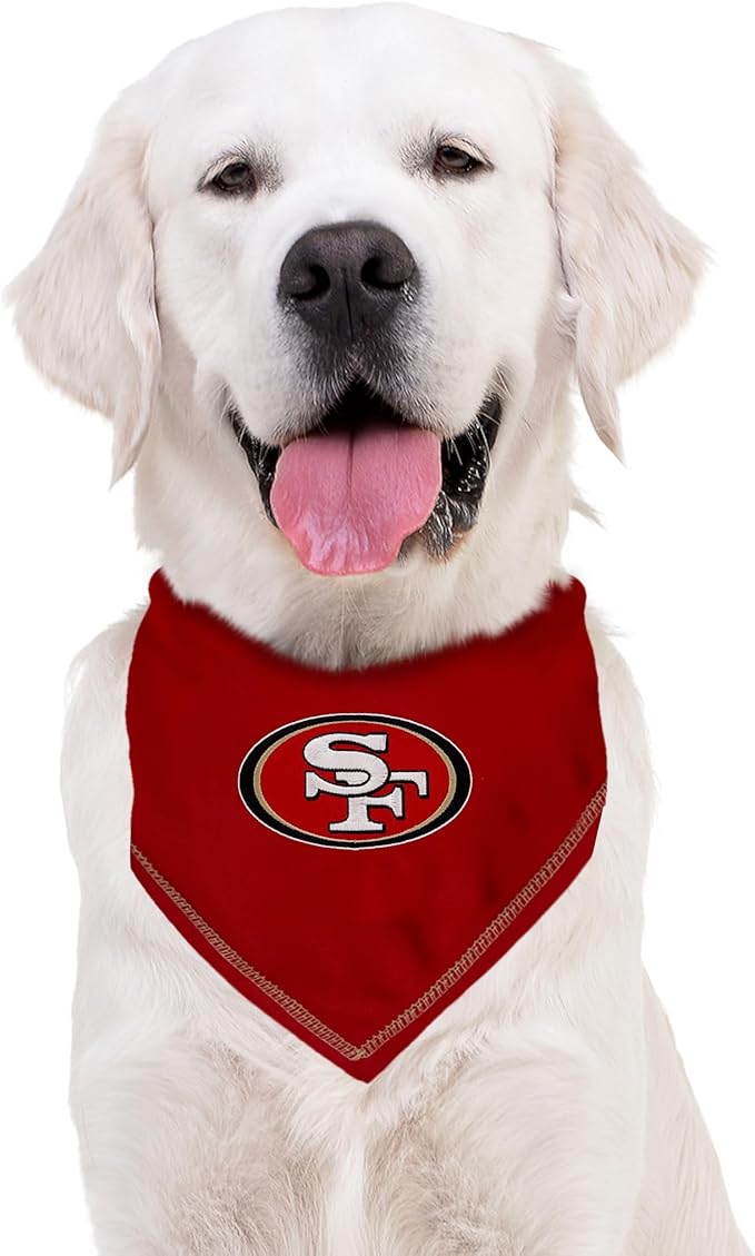 Pets First NFL SAN Francisco 49ERS TIE Bandana, Small/Medium. Dog Bandana Scarf Bib for Pet Cat Dog. The Ultimate Game-Day, Party Bandana (SAN-3550-S-M)