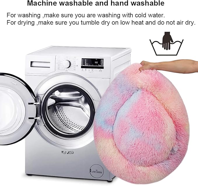 Cat Beds for Indoor Cats,24 Inch Dog Bed for Small Melium Large Dogs, Washable-Round Pet Bed for Puppy and Kitten with Slip-Resistant Bottom