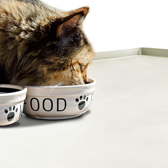 Dog Food Mat,Silicone Waterproof Food Tray,Non Slip Pet Bowl Mats Placemat,1" Raised Edge,Suitable for Most Small and Medium Sized Pets,32" x 24"