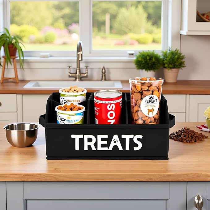 Morezi Dog treat storage organizers pet storage basket organizer great for organizing food treats snack for pet dogs cats birds animal black
