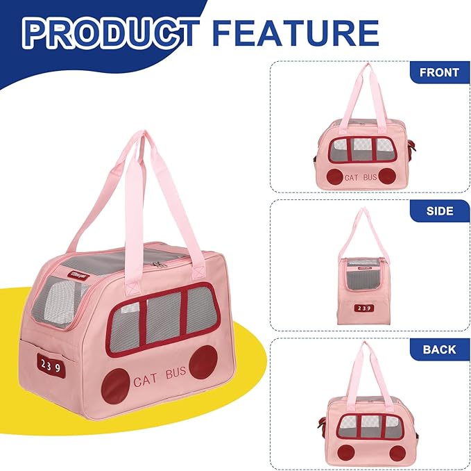 Pet Backpack Carrier, Portable and Ventilated, Oxford Cloth, Dogs Cats and Little Animals Travel Bag 16.93", (Pink, 1 Pcs), Intended for Hiking/Camping/Traveling