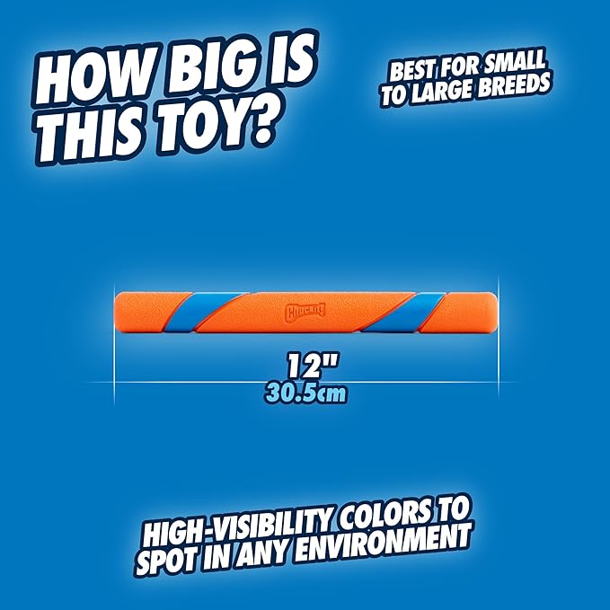 Chuckit! Interactive Dog Toy Ultra Fetch Stick - 12 Inch Outdoor Dog Toy for All Breed Sizes,(Pack of 2)