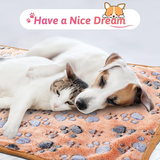Tatuo 12 Pieces Puppy Blanket Warm Dog Cat Sleep Mat Pet Kitten Doggy Fleece Blankets with Cute Dog Paw Bone Star Elephant Patterns Printed Fluffy Blanket for Small Cat Puppy (30 x 20 Inch)