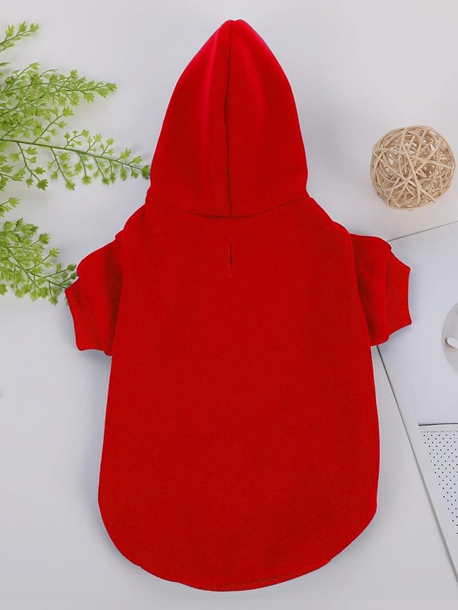 QWINEE Basic Dog Hoodie Sweatshirt Puppy Sweater Warm Cat Costumes Pet Clothes for Chihuahua Puppy Kitten Small Medium Dogs Red X-Small