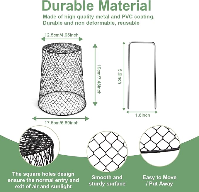 10 Pcs 6.8"×7.4" (Multiple Sizes/Quantities Available) Seedling Plant Protectors from Animals, Chicken Wire Plant Cage Garden Cloche to Protect Plants Vegetables from Rabbits Squirrels Chicken