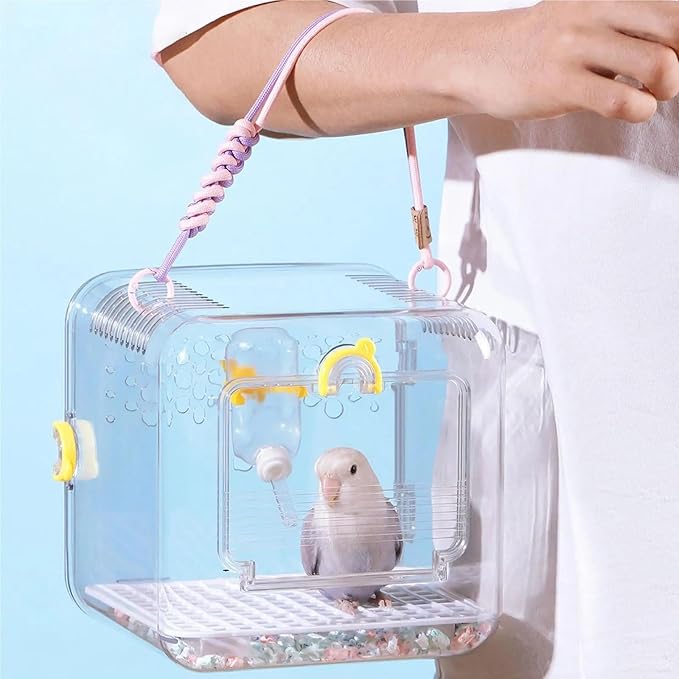 Portable Bird Travel Carrier Cage - Breathable Parrot Carrying Box for Cockatiels, Budgies, and Parrotlets Supplies