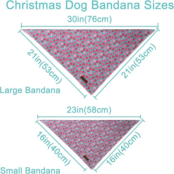 Valentine Dog Bandana - Pink Heart Triangle Bib Scarf for Small Medium Pets, Cotton Kerchief for Girl Boy Dogs or Cats, Red Puppy Bandana