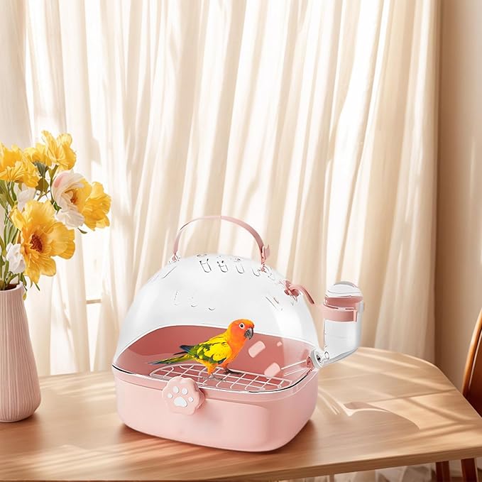 Bird Travel Carrier | Portable Hamster Cage with Water Bottle | Pet Bird Carrying Supplies Spacious Design for Sparrow Macaws Conures Chinchillas Budgies Cockatiels Parakeet Hedgehog