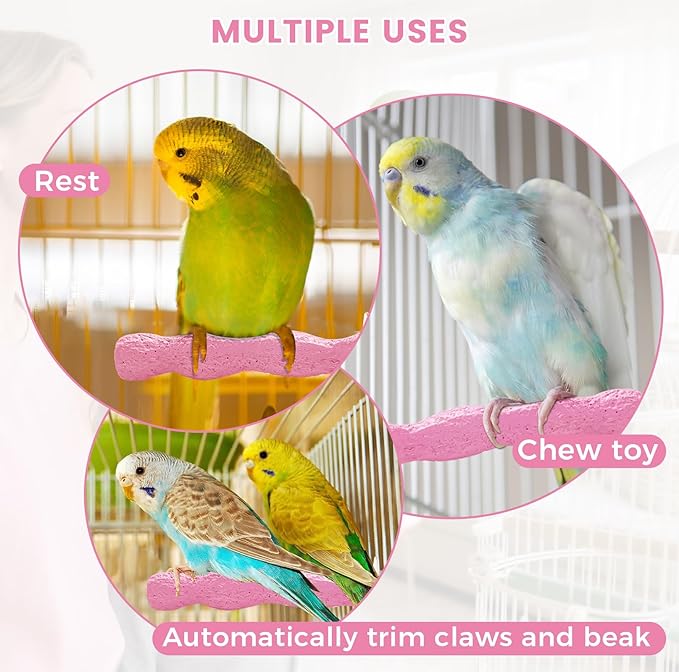 2pcs Bird Beak Grinding Stone, Anti-Slip Parakeet Nail Trimming Stick Resin, Bird Parrot Cage Perch Stand Platform Foot, Claws Trimmer Chewing Toys for Budgies, Parakeets, Cockatiels, Conures