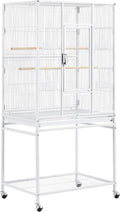 Topeakmart 54-inch Flight Bird Cage with Stand Wrought Iron Bird Cage for Parakeets Parrots Green Cheek Conures Budgies Finches, White