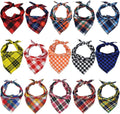 15pcs Dog Bandanas, Dog Scarf Kerchief Bibs Washable Girl Boy Dogs Bandanas Set Cotton Checkered Pet Bandana Outdoor Fall Accessories for Small Dogs Cat Pet