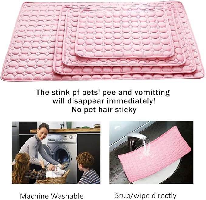 Dog Cooling Mat Pet Cooling Pads Dogs & Cats Pet Cooling Blanket for Outdoor Car Seats Beds (Pink, 28IN * 40IN)