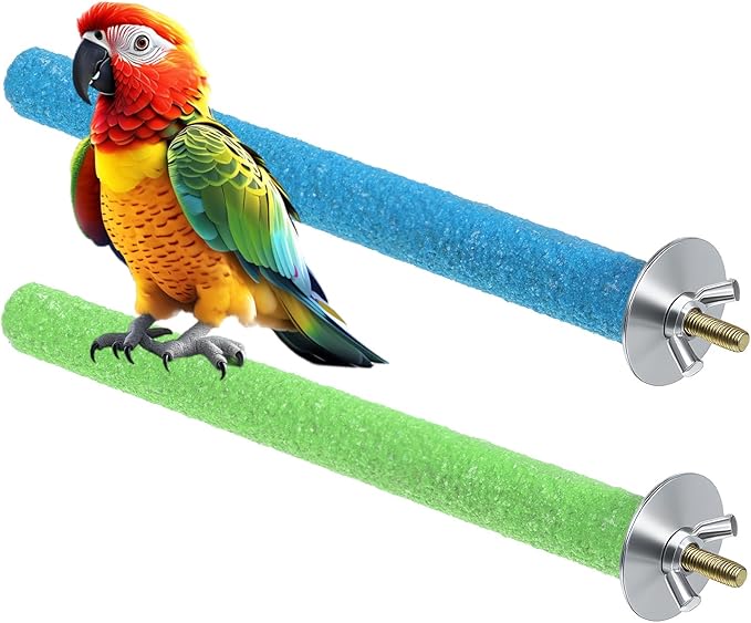 Bird Perches for Cage, 2 PCS Parrot Perch Bird Cage Perch Toy Paw Grinding Stick Cages Wooden Grinding Claw Sticks Sanded Surface Cages Toy for Parakeets Finches Parakeet Toys Birdcage Accessories