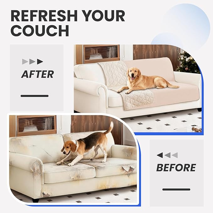 Waterproof Dog Bed Cover, Non-Slip Dog Blanket for Couch, Couch Covers for Dogs Washable, Pet Blanket for Furniture, Pet Bed Mat for Sofa, Car, Pet Supplies (68x82 Inch, Beige)