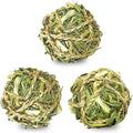 SunGrow Assorted Rabbit & Cat Chew Balls, Teething Activity Toy for Pocket Pets, Improves Dental Health, Environment Friendly, Stress Reliever (Barley Grass Ball, 3 Pcs)
