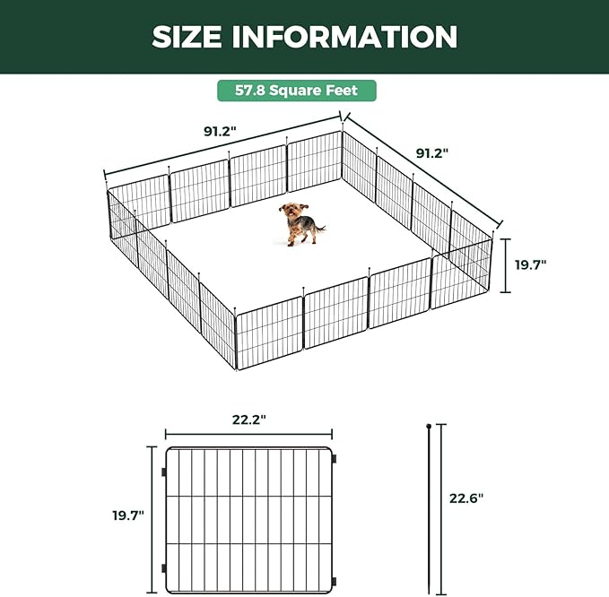 FXW MiniPaws Unleashed Dog Playpen, Expandable & Portable Design for Yard, RV Camping and Indoor Use, for Puppies and Small Dogs, 20-inch 16 Panels