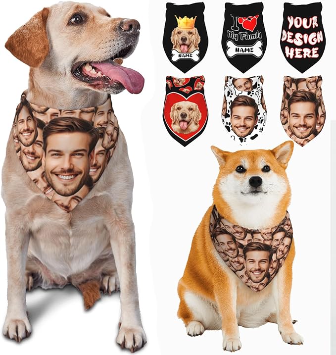Custom Dog Bandana for Cat Dog Pet Add Your Design Personalized Neckwear Bandanas with Your Text Logo Image Customized Pet Scarf Funny Gifts Style 01