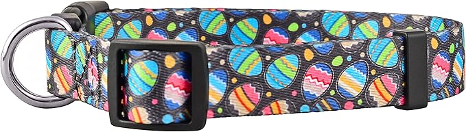 Native Pup Easter Dog Collar, Cute Spring Gift for Puppies, Pink Pastel, Eggs, Chicks, Bunny Adjustable for Small, Medium, Large Breeds (Eggs, Large)