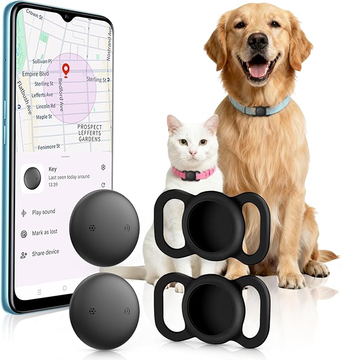 Android GPS Dog Collar (2 Pack), Mini Dog GPS Tracker, Smart Pet Activity Tracker, No Subscription, GPS Cat Collar Certified Finder, Anti-Lost, Finder Tag for Vehicles, Pets, Kids, Items