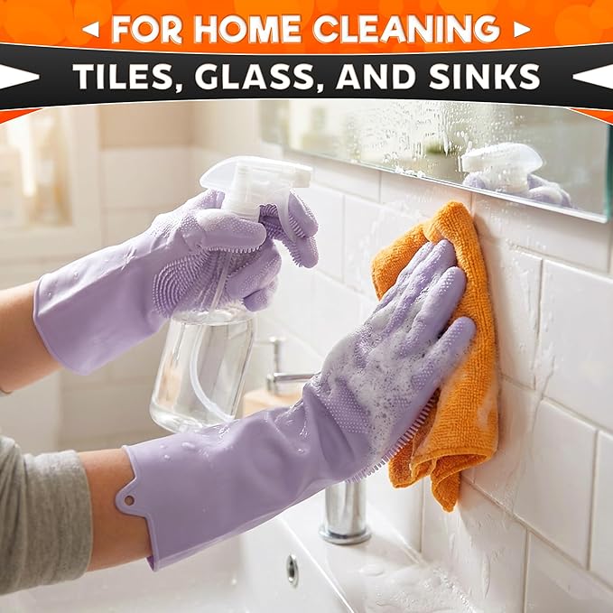 Cat & Dog Washing Gloves for Bathing – 2-in-1 Design Dog Scrubbing Gloves for Grooming, Massaging, and Paw Cleaning