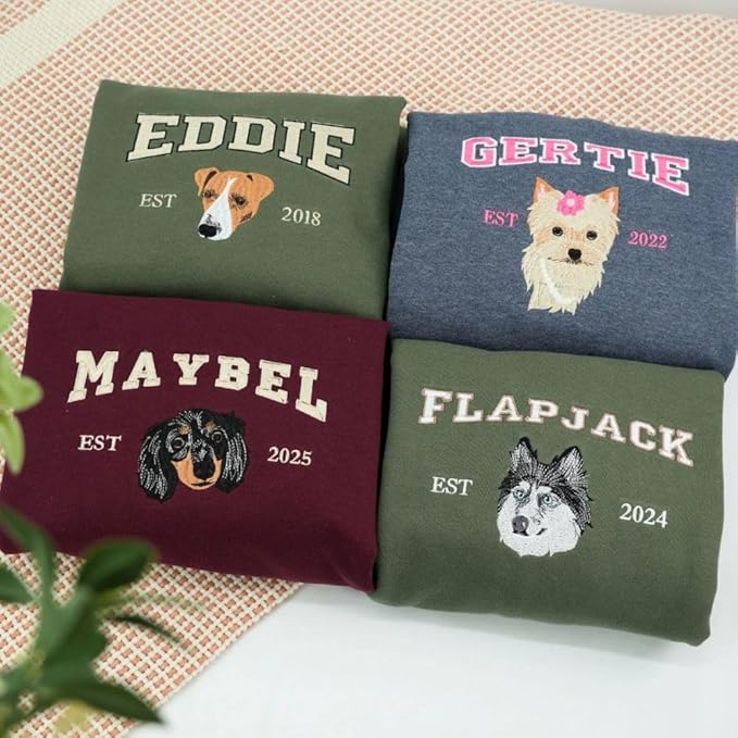 COUPLEHOODIES Custom Dog Portrait Sweatshirt from Photo – Personalized Pet Memorial Gift for Dog Moms, Cat Lovers or Pet Loss
