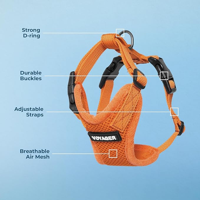 Voyager Step-in Pet Harness - All Weather Mesh, Adjustable Step in Harness for Cats and Dogs by Best Pet Supplies - Orange, M