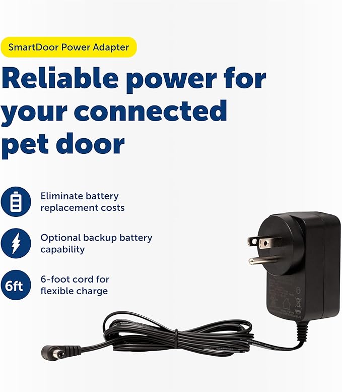 PetSafe SmartDoor Connected Pet Power Adaptor - Reliable Direct Power for Increased Safety & Continuous Functionality - Lightweight & Durable Battery Alternative for Multi-Pet Households