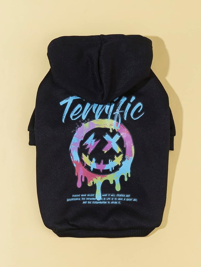 QWEEE Stylish Dog Clothes - Cat & Kitten Puppy Dog Sweatshirt - Black Small to Large
