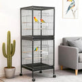 GarveeHome Small Bird Cage with Wheels, Parakeet Cage, Bird Carrier for Parakeets, Canaries, Lovebirds, Small Quaker, Cockatiels, Budgie, Green Cheek (55in)