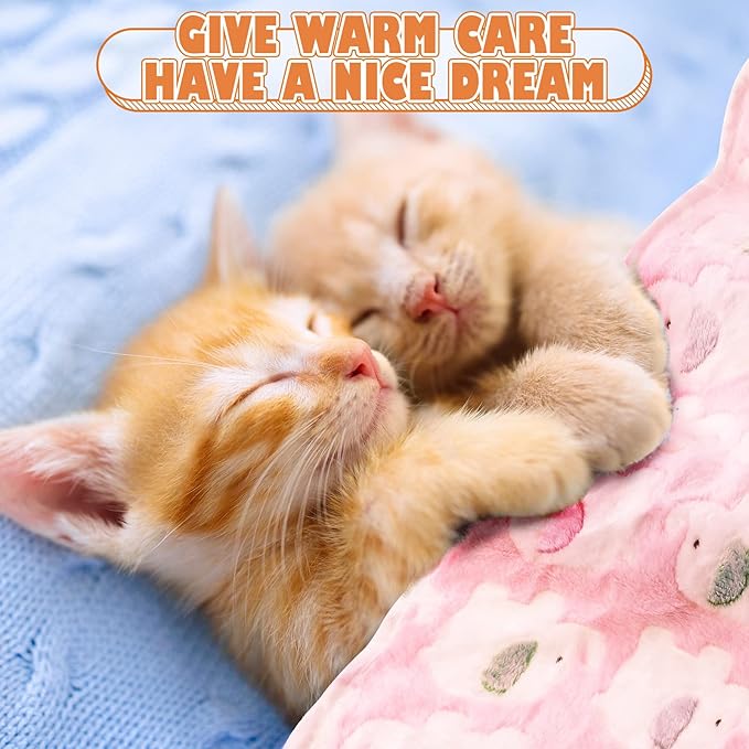 Chumia 18 Pcs Fleece Puppy Blanket Bulk, Soft Warm Pet Blanket with Paw Bone Star Elephant Dot Heart Printed Fluffy Throw Bed Mat for Small Medium Dog Cat Kitten Animals(23 x 16 Inch, Sweet)