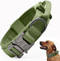 Tactical Dog Collar, Adjustable Military Training Nylon Dog Collar with Control Handle and Heavy Quick-Release Metal Buckle for Small Medium Large Dogs, Green M