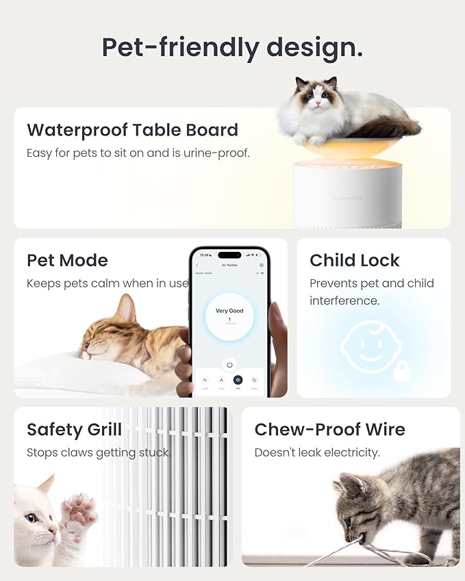 SwitchBot Air Purifier for Home up to 3620 ft², HEPA Air Purifier with Pet Mode, Washable Filter, Aromatherapy, 10 RGB Lights, Cleans Odor Pets Hair Pollen Dust Smoke, Work with Matter HomeKit Alexa