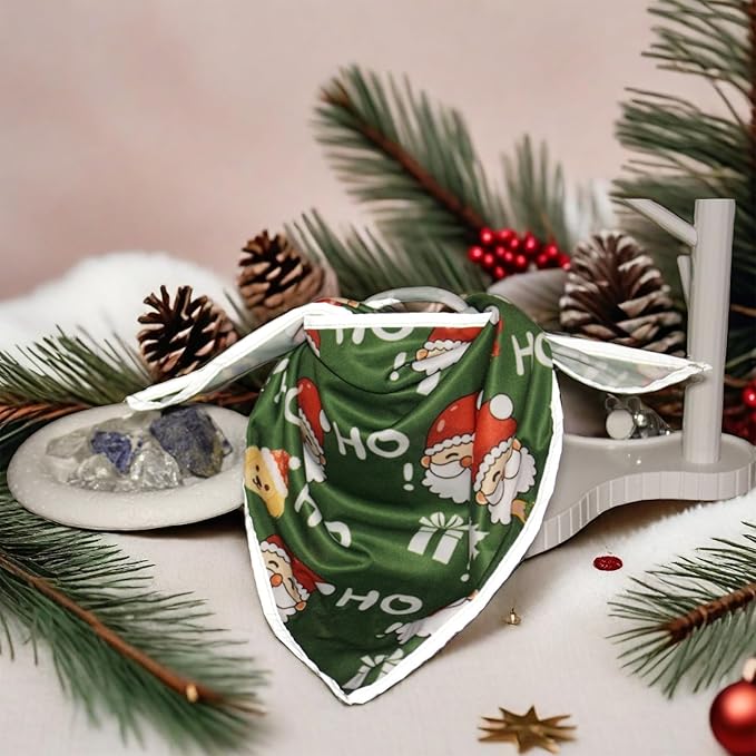 Christmas Dog Bandanas,Reflective Dog Bandana for Night Safety,Adjustable Santa Claus Dog Scarf Triangle Boy and Girl Pet Scarves for Medium Dogs,Green,M