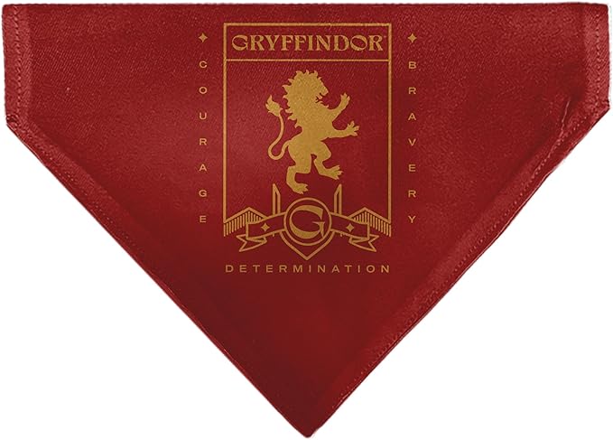 Harry Potter Pet Bandana Harry Potter Gryffindor Traits Banner and Icons Reds Yellow Slip On Collar Bandana Only