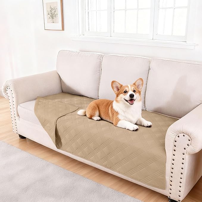 hyha Waterproof Dog Blanket, Reversible Pet Bed Blanket, Soft Sofa Couch Cover for Dogs Washable, Waterproof Pet Couch Covers for Sofa Puppy Cats Furniture Protector(40"x70", Camel/Camel)