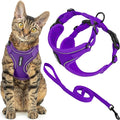 Voyager Escape-Proof Step-in Lock Cat Harness & 5ft Neoprene-Handle Leash Set All-Weather Mesh with Reflective Stitching for Small to Large Cats by Best Pet Supplies, Purple (327), M