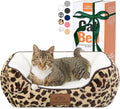 Rectangle Cat Dog Bed for Large Medium Small Pets Indoor Outdoor Machine Washable Sleeping Sofa Non-Slip Bottom Soft Puppy Bed Durable Orthopedic Calming Pet Cuddler (Small, Leopard)