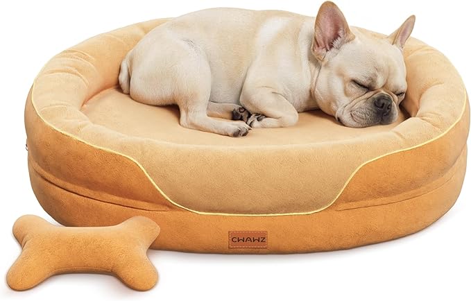Large Orthopedic Dog Bed, 36 in. Dog Bed for Large Sized Dogs with Full-Surround Bolsters, Dual-Sided Dog Cooling Beds with Memory Foam, Washable Pet Sofa Couch with Nonslip Bottom, Brown