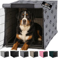 GORILLA GRIP Dog Crate Covers compatible with Amazon Basics Dog Crates, All Sides Open, Privacy Cover Fits 48" Wire Kennel, Breathable Mesh Windows, Light Reducing Puppy Training Cage Topper, Gray Paw