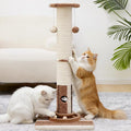 34inches Tall Cat Scratching Post with Cat Ball Track Toy Heavy Duty and Thicker Large Diameter Natural Sisal Cat Scratcher Post for Large Cats and Small Cats Protect Your Furniture