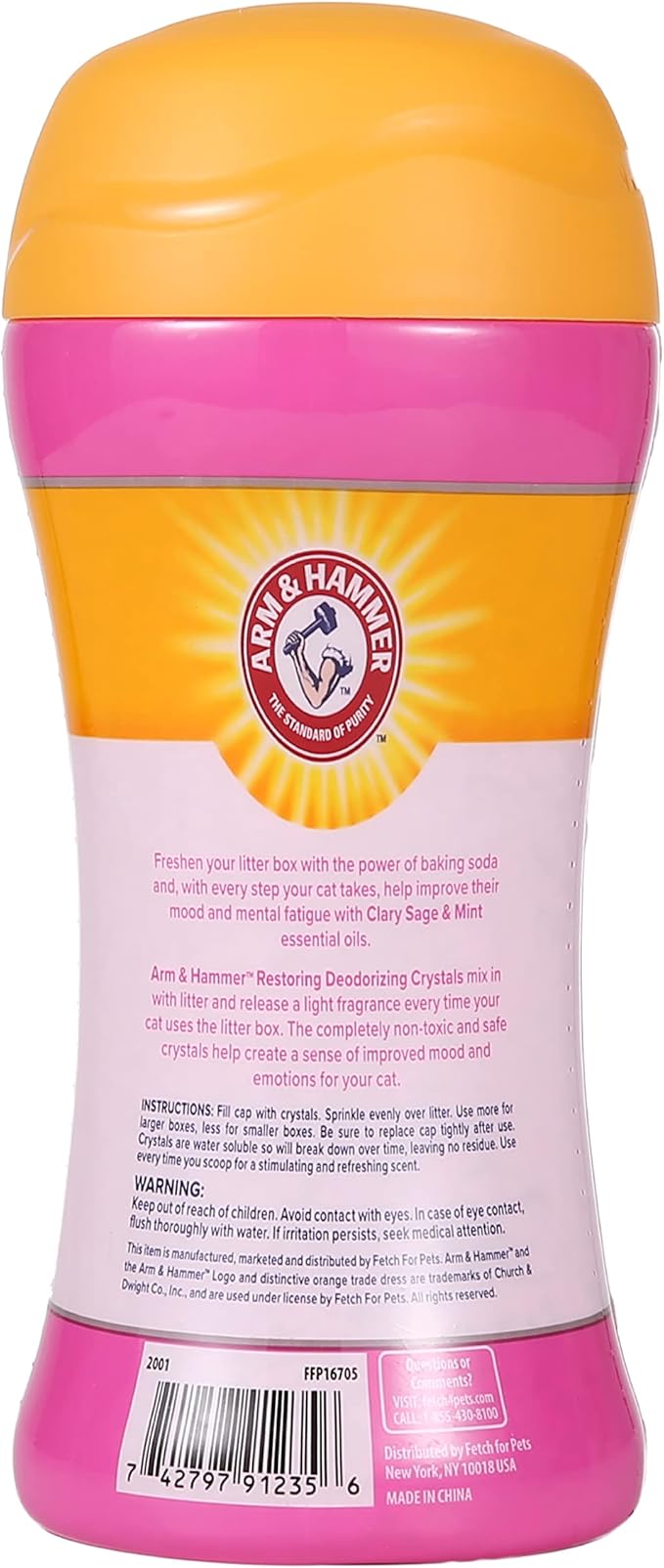 Arm & Hammer Restoring Cat Litter Box Deodorizing Crystals, Litter Deodorizer Additive to Help Absorb Odors and Restore Freshness Between Changes, Clary Sage & Mint Scent, 15 Oz