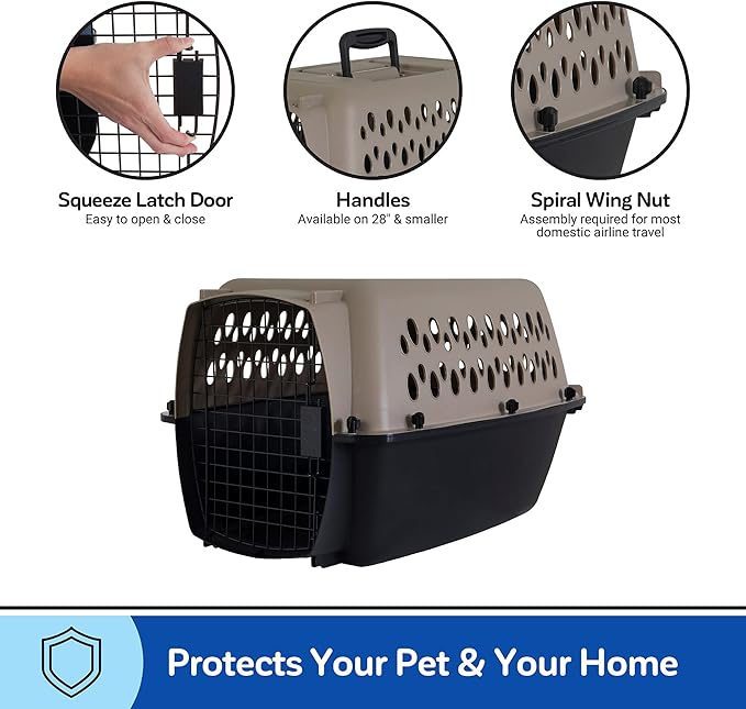 Petmate Vari Dog Kennel - Portable Dog Carriers & Crates for Medium Dogs, Airline-Friendly, Durable Plastic, Pet Carrier For Home and Travel, 28 Inches, Taupe and Black